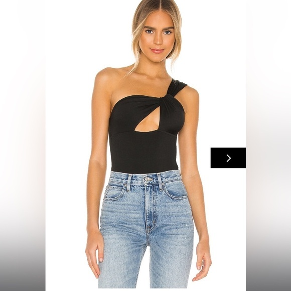 Superdown Jimena One Shoulder Bodysuit in Black Sz L - Picture 1 of 6